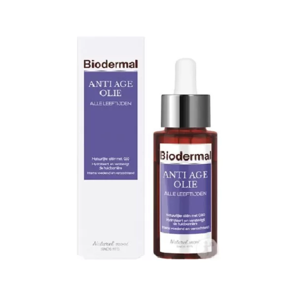 Biodermal Anti-Age Gezichtsolie 30ml - Natuurlijke Hydratatie, Vitamine E & Q10, Voor Alle Huidtypen, Verzacht & Verstevigt Huidbarrière