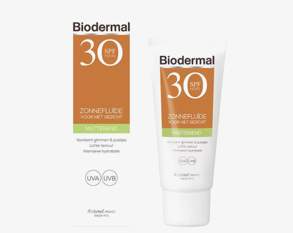 Biodermal Matterende Zonnefluïde SPF 30 - 40ml - Voorkomt Glimmen & Puistjes - Hydrateert - Waterbestendig - Geschikt voor Gezicht