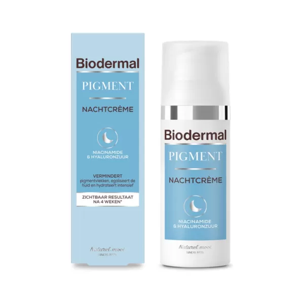 Biodermal Pigment Nachtcrème 50ml - Vermindert Hyperpigmentatie, Pigmentvlekken, Hydrateert en Verheldert Huid, Dermatologisch Getest