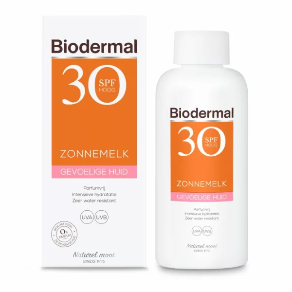 Biodermal Zonnemelk SPF 50+ voor Gevoelige Huid - Parfumvrij, Intensieve Hydratatie, 200 ml Zonnebrandcrème