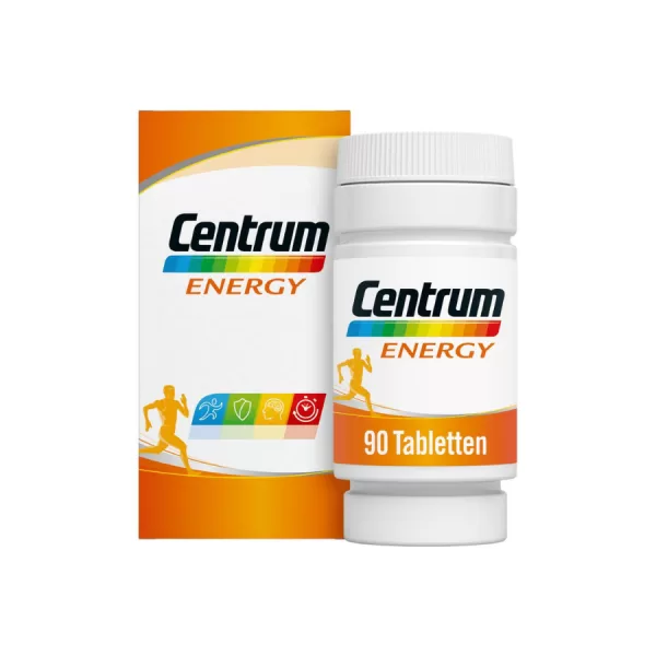 Centrum Energy Multivitaminen 90 Tabletten - Met Ginkgo Biloba & Ginseng, Ondersteunt Energie, Concentratie & Immuunsysteem, Gluten- & Lactosevrij