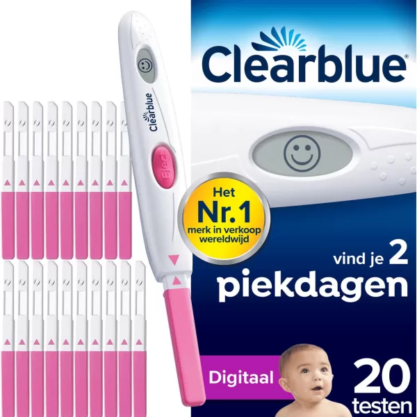Clearblue Digitale Ovulatietest - 20 Stuks - Meer dan 99% Nauwkeurig - Inclusief Digitale Houder - Eenvoudig af te lezen met Smiley Indicator