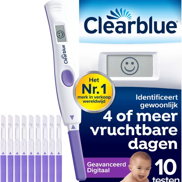 Clearblue Geavanceerde Ovulatietest - 10 Stuks - Identificeert 4+ Vruchtbare Dagen voor Zwangerschap - Digitale Test met Dubbele Hormoonindicator
