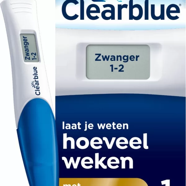 Clearblue Zwangerschapstest met Wekenindicator - 99% Nauwkeurig, 1-2, 2-3 of >3 Weken, Vroeg Testen, Duidelijke Digitale Uitslag - 1 Stuk