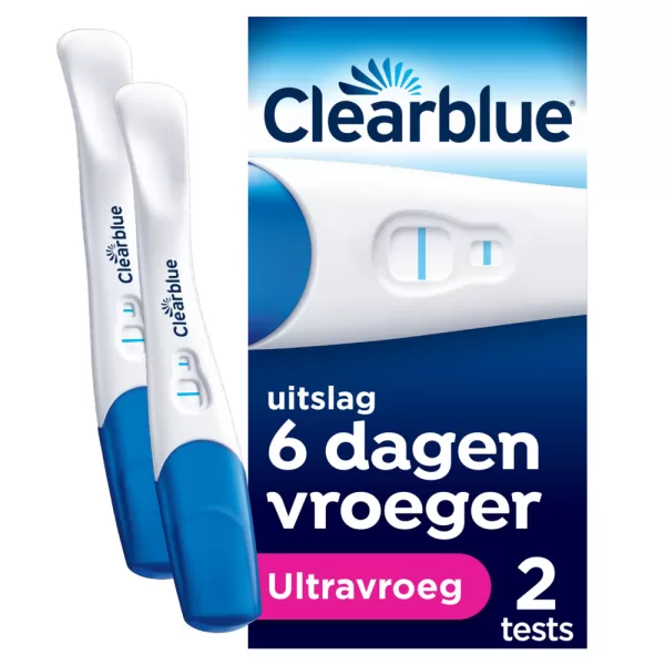 Clearblue Zwangerschapstest Ultravroeg 2 stuks - Meest gevoelige test, 99% nauwkeurig, resultaat tot 6 dagen voor gemiste menstruatie.