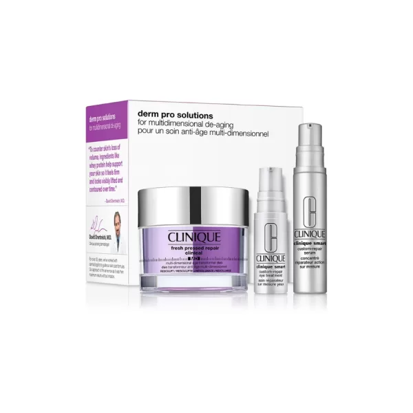 Clinique Derm Pro Anti-Aging Set – 3-teiliges Set mit Resculpt, Revolumize, Serum & Augenbehandlung für jugendliche Haut