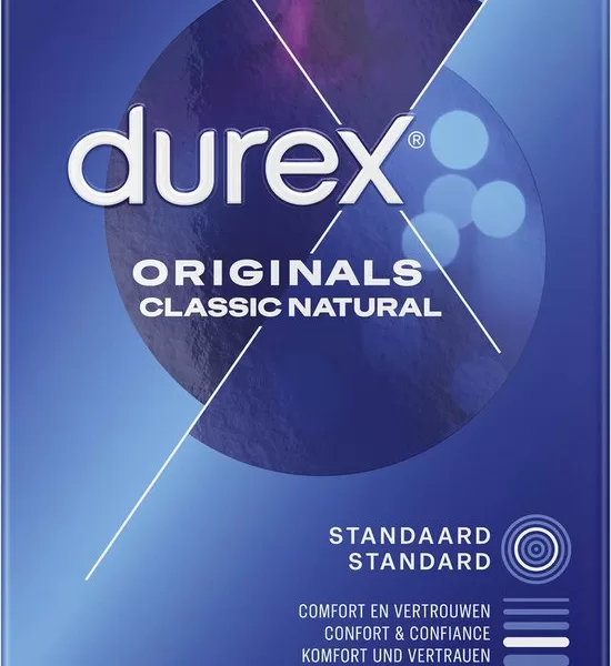 Durex Classics Natural Condooms - 20 Stuks - Transparant, Glijmiddel, Pleasure-Fit™ Pasvorm, 56 mm, Aangename Geur, Natuurlijke Sensatie