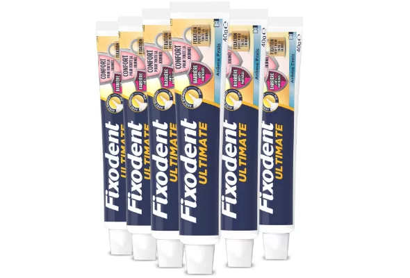 Fixodent Ultimate Fris Kleefpasta - 6 x 40g - Sterke fixatie, frisse muntsmaak, precisiepunt voor kunstgebitten, hele dag comfort