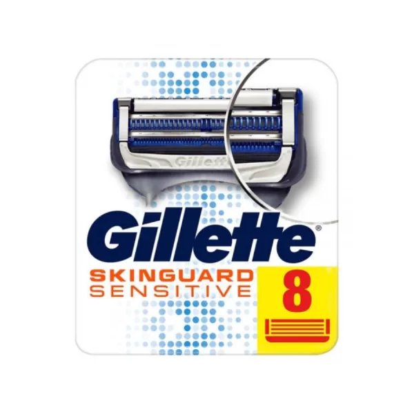 Gillette SkinGuard Sensitive Scheermesjes - 8 Stuks, Voor Heren, Minimale Huidirritatie, Met Lubricatiestrips, Geschikt voor Fusion Handgrepen
