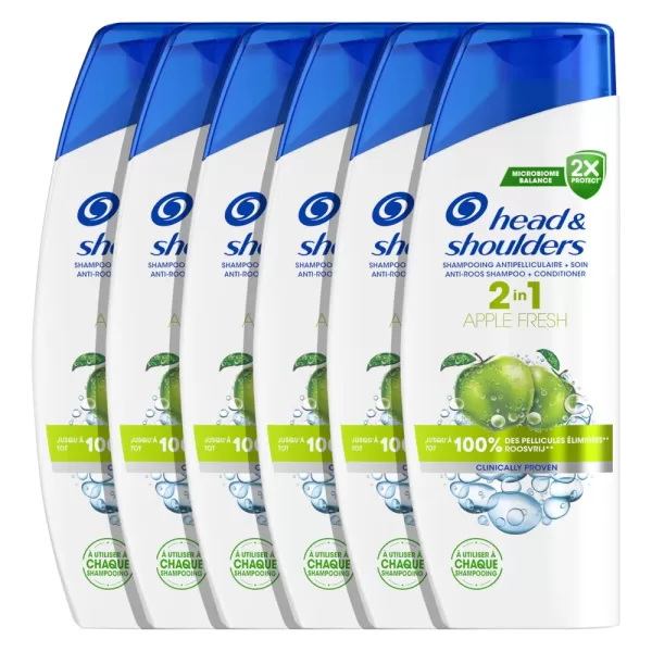 Head & Shoulders 2-in-1 Apple Fresh Shampoo 400 ml (6 stuks) - Tegen roos, voor alle haartypes, dermatologisch getest, Microbiome Balance formule