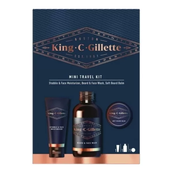 King C. Gillette Mini Lahjasetti - Kosteusvoide, Kasvojenpesuaine & Partavoide - Laadukkaat Parranhoitotuotteet Miehille