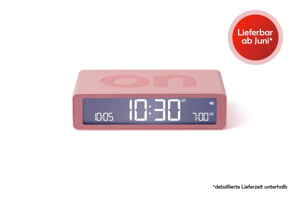 LEXON Flip Classic Wecker - Reversibler LCD-Wecker in Rosa mit Akku, intuitiver Bedienung & elegantem Design - Perfekt für Nachttisch & unterwegs