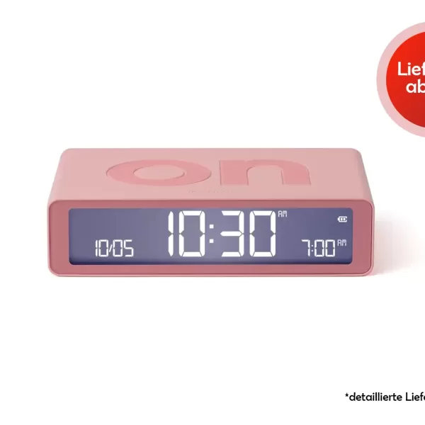 LEXON Flip Classic Wecker - Reversibler LCD-Wecker in Rosa mit Akku, intuitiver Bedienung & elegantem Design - Perfekt für Nachttisch & unterwegs