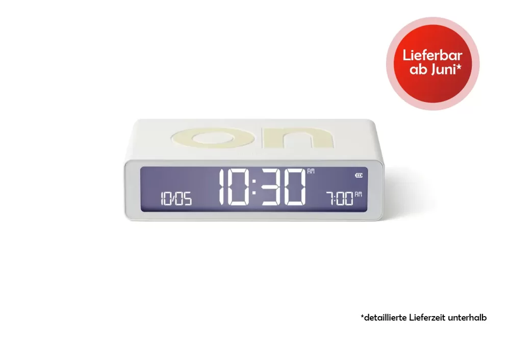 LEXON Flip Classic Wecker | Reversibler LCD-Wecker in Weiß | USB-Akku, minimalistisches Design, intuitive Bedienung, 13 Farben verfügbar