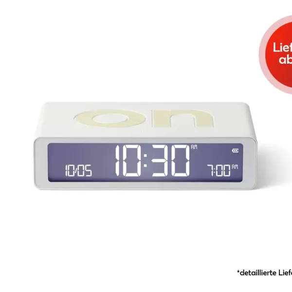 LEXON Flip Classic Wecker | Reversibler LCD-Wecker in Weiß | USB-Akku, minimalistisches Design, intuitive Bedienung, 13 Farben verfügbar