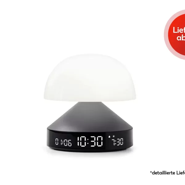 LEXON Mina Sunrise Wecker mit Sonnenaufgangssimulation, 5 Melodien, 9 LED-Farben, VA-LCD-Display, Touch-Steuerung, Grau, 3-in-1 Lampe
