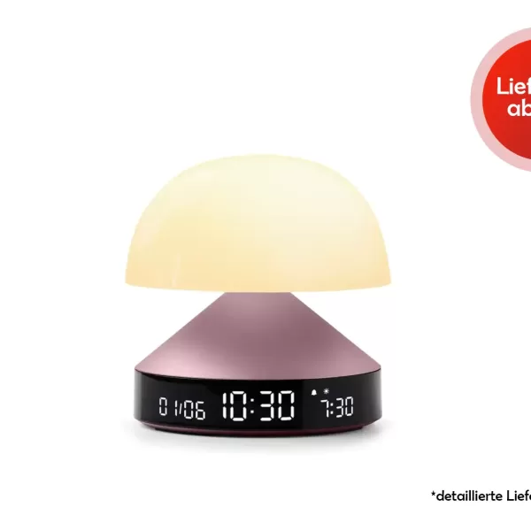 LEXON Mina Sunrise Wecker mit Sonnenaufgangssimulation, rosa, 5 Melodien, 9 LED-Farben, Touch-Steuerung, VA-LCD-Display, 3-in-1 Lampe