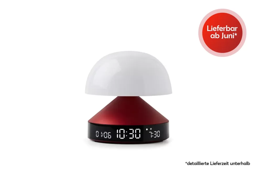 LEXON Mina Sunrise Wecker Rot - Sonnenaufgangssimulator, 5 Melodien, 9 LED-Farben, Touch-Steuerung, VA-LCD-Display, 3-in-1 Lampe