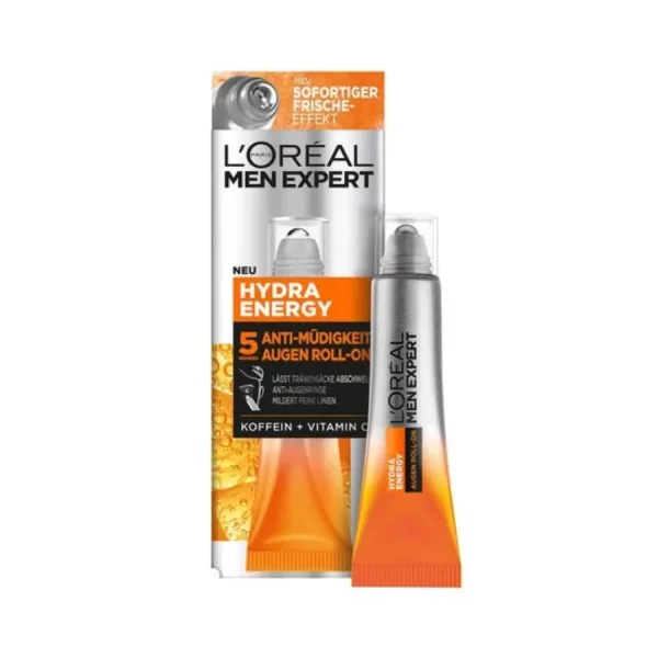 L’Oréal Paris Men Expert Hydra Energy Eye Roll-On - Verkwikkende Oogverzorging, 24u Hydratatie, Vermindert Rimpels en Donkere Kringen