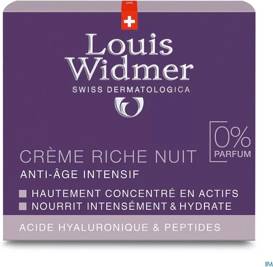 Louis Widmer Nachtcreme N/parf, 50ml - Rijke, hydraterende crème voor droge huid, zonder parfum, voor intensieve regeneratie 's nachts