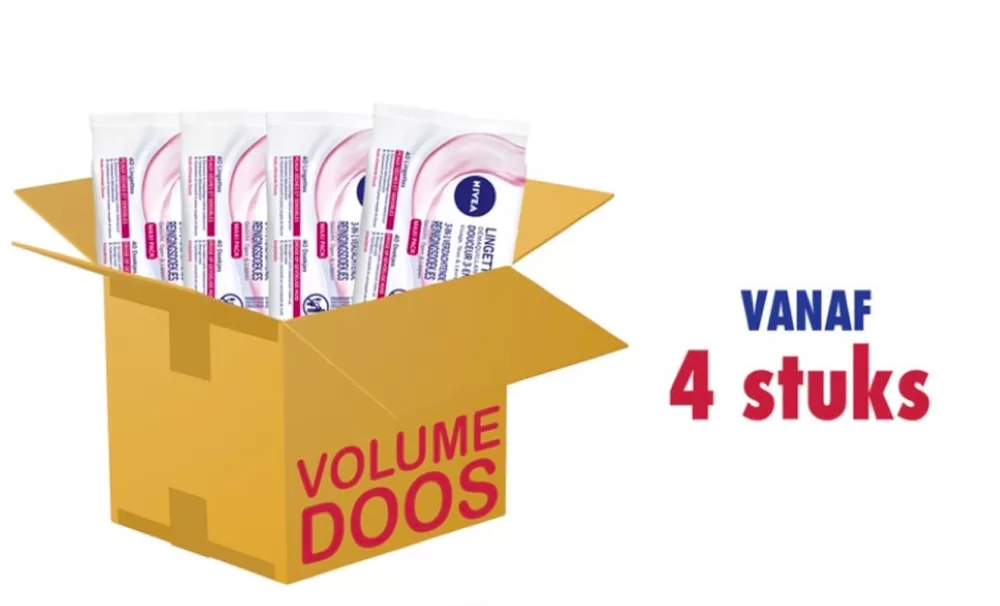 Nivea 3-in-1 Reinigingsdoekjes voor Droge & Gevoelige Huid - Zonder Alcohol, Amandelolie, 4 x 40 Stuks - Waterproof Make-up Verwijdering