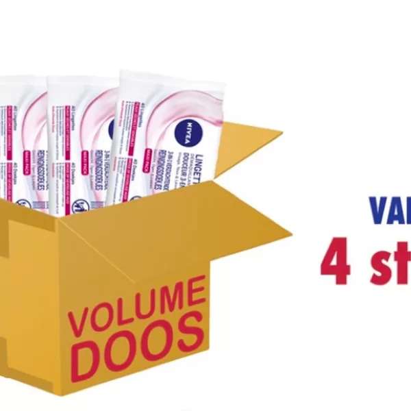 Nivea 3-in-1 Reinigingsdoekjes voor Droge & Gevoelige Huid - Zonder Alcohol, Amandelolie, 4 x 40 Stuks - Waterproof Make-up Verwijdering