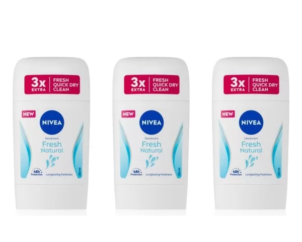 NIVEA Deo Stick Fresh Natural 3x50 ml - Langdurige Bescherming tegen Geur - Comfort en Reinheid voor de Hele Dag