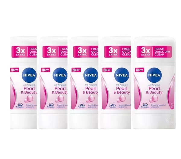 Nivea Deo Stick Pearl & Beauty - Voordeelverpakking 5 x 50 ml - Langdurige bescherming en verzorging voor je huid