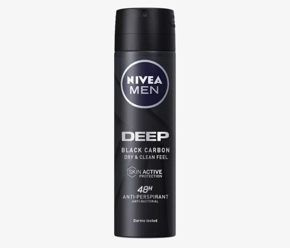 Nivea Deodorant Spray Men Deep Black Carbon 150ml – Voor Mannen, Geschikt voor Alle Huidtypes, Langdurige Bescherming, Vaporisator