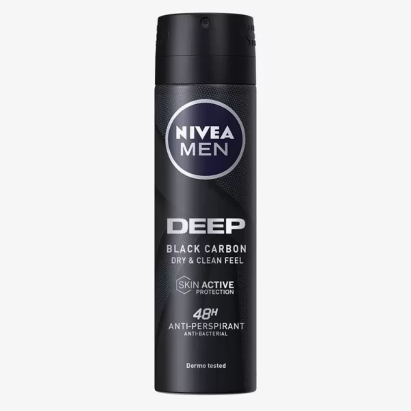 Nivea Deodorant Spray Men Deep Black Carbon 150ml – Voor Mannen, Geschikt voor Alle Huidtypes, Langdurige Bescherming, Vaporisator