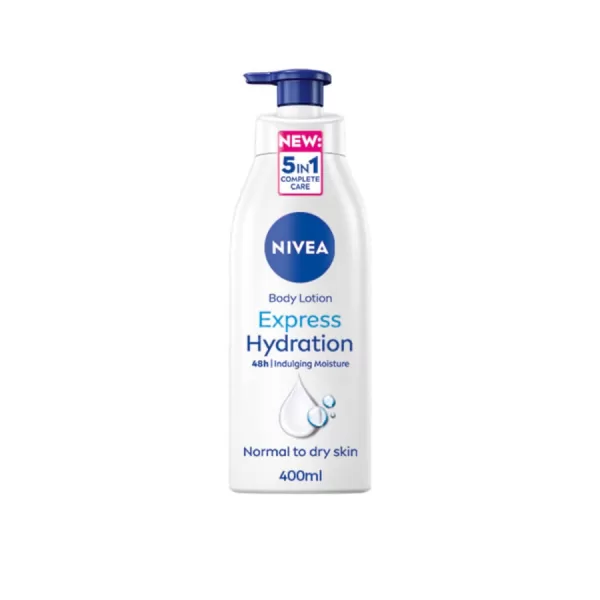 NIVEA Express Bodylotion 400 ml - 48h intensive Hydratation, mit verzorgend Serum & Zeemineralen, schnell einziehend, ohne Parabene