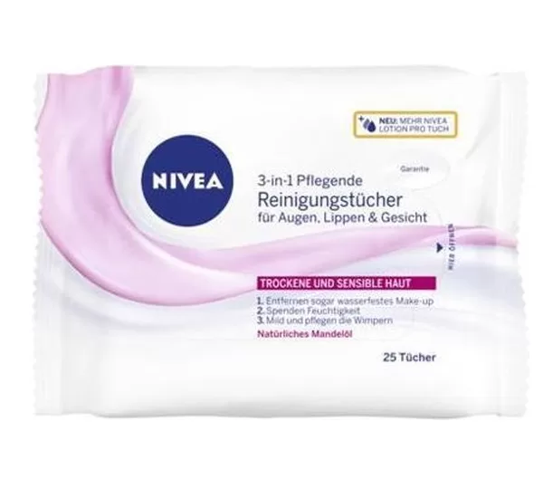 Nivea Reinigungsdoekjes voor Gevoelige Huid - Zachte en Effectieve Gezichtsreiniging, 25 Stuks - Ideaal voor Dagelijkse Verzorging