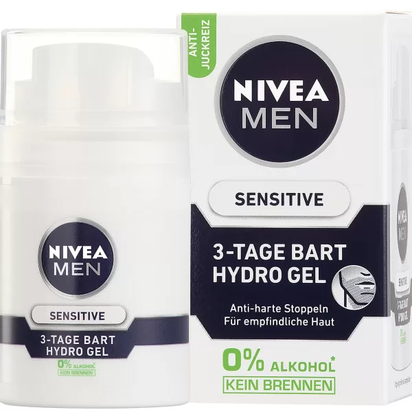 Nivea Men Sensitive Hydro Gel voor 3-Dagen Baard, 50 ml - Verzacht de huid, frisse geur, zonder aluminium en parabenen, dagelijks gebruik