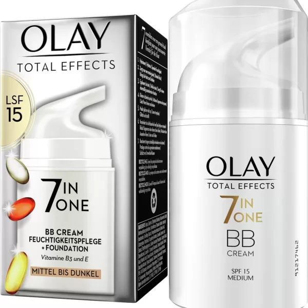 Olay Total Effects 7in1 BB Crème Medium-Donker - SPF15 - 50ml, Hydrateert, Egaliseert, Beschermt, 7 Huidvoordelen, Niet-vettig