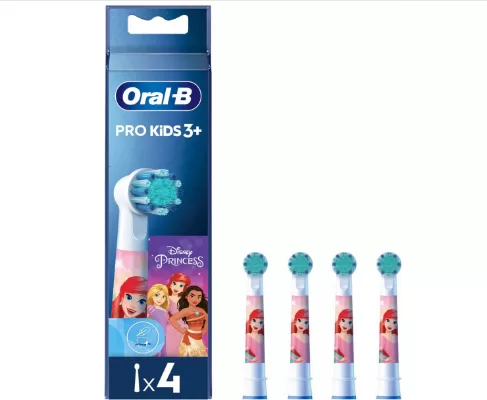 Oral-B Disney Princess Kids Opzetborstels - 4 stuks, Zacht & Kindvriendelijk, Voor Stages Power Tandenborstels, Aanbevolen vanaf 3 jaar