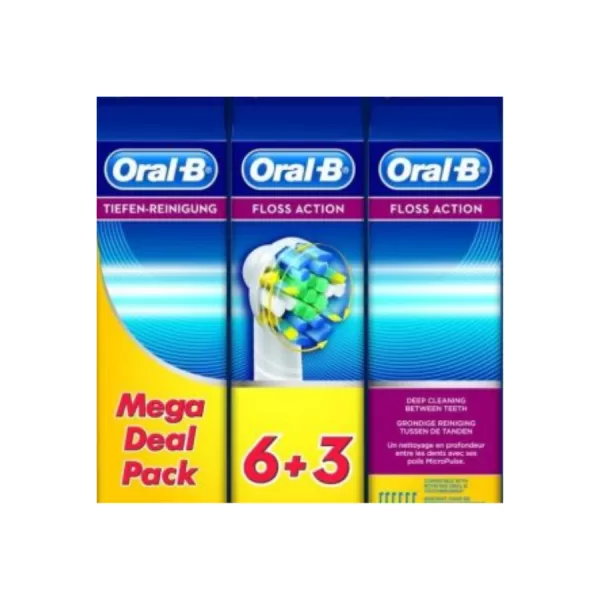 Oral-B Floss Action EB20 Opzetborstels - 9 Stuks met MicroPulse Borstelharen voor Diepe Reiniging en Tandplakverwijdering