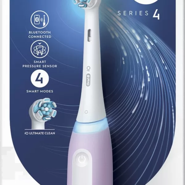 Oral-B iO 4 Elektrische Tandenborstel met iO-technologie, Smart Pressure Sensor, 4 Poetsstanden & LED-ring – Voor optimale mondgezondheid
