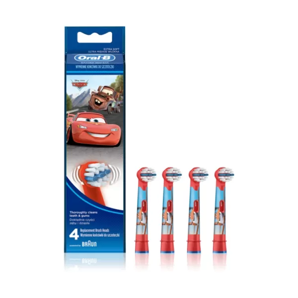 Oral-B Stages Power EB10 Cars Opzetborstels voor Kinderen - 4 Stuks, Zacht Poetsen, Geschikt voor Oplaadbare Tandenborstels