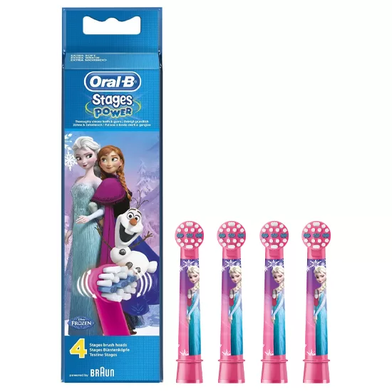 Oral-B Stages Power Frozen Opzetborstels - 4 Stuks - Zacht Poetsen voor Kinderen, Disney Frozen Design, Geschikt voor Alle Oral-B Oplaadbare Tandenborstels