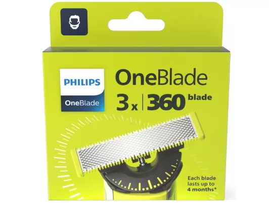 Philips OneBlade 360 Vervangmesjes QP430/50 – 3 stuks – Trim, scheer en style met unieke technologie, tot 4 maanden gebruik per mesje