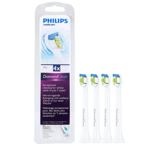 Philips Sonicare DiamondClean HX6064/33 Opzetborstels 4 Stuks - Standaard, Superieure Reiniging, Wittere Tanden, Compatibel met Diverse Modellen