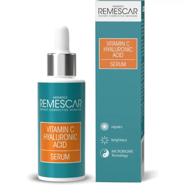Remescar Vitamin C Serum met Hyaluronzuur 30ml - Anti-Aging, Hydratatie, Versterkt de Huid, Vermindert Donkere Vlekken, Klinisch Bewezen.