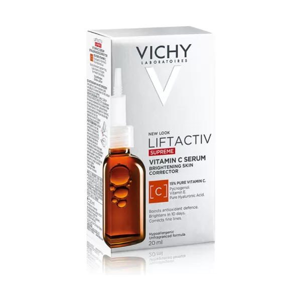 Vichy Liftactiv Supreme Vitamin C Serum 20ml - Anti-rimpels, Stralende Huid, 15% Vitamine C, Hyaluronzuur, Egaliseert Teint, Zonder Parfum