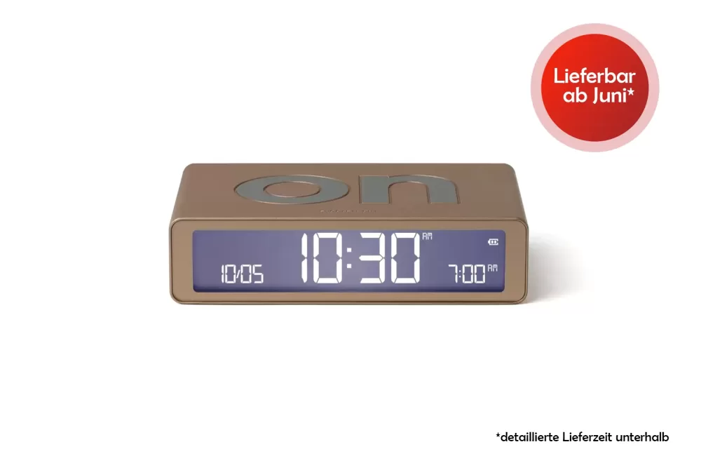 LEXON Flip Classic LCD-Wecker Gold | Reversibel, Akku, intuitiv bedienbar, kompaktes Design, eleganter Nachttisch-Wecker