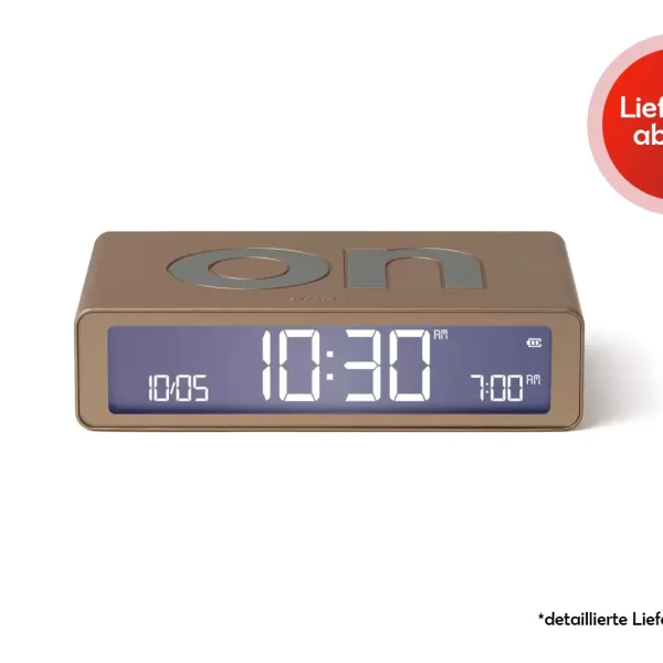 LEXON Flip Classic LCD-Wecker Gold | Reversibel, Akku, intuitiv bedienbar, kompaktes Design, eleganter Nachttisch-Wecker