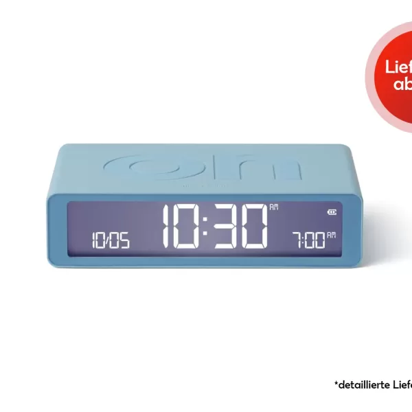 LEXON Flip Classic LCD-Wecker in Hellblau | Reversibel, Akku, intuitiv, kompaktes Design, einfache Bedienung, ideal für Nachttisch & unterwegs