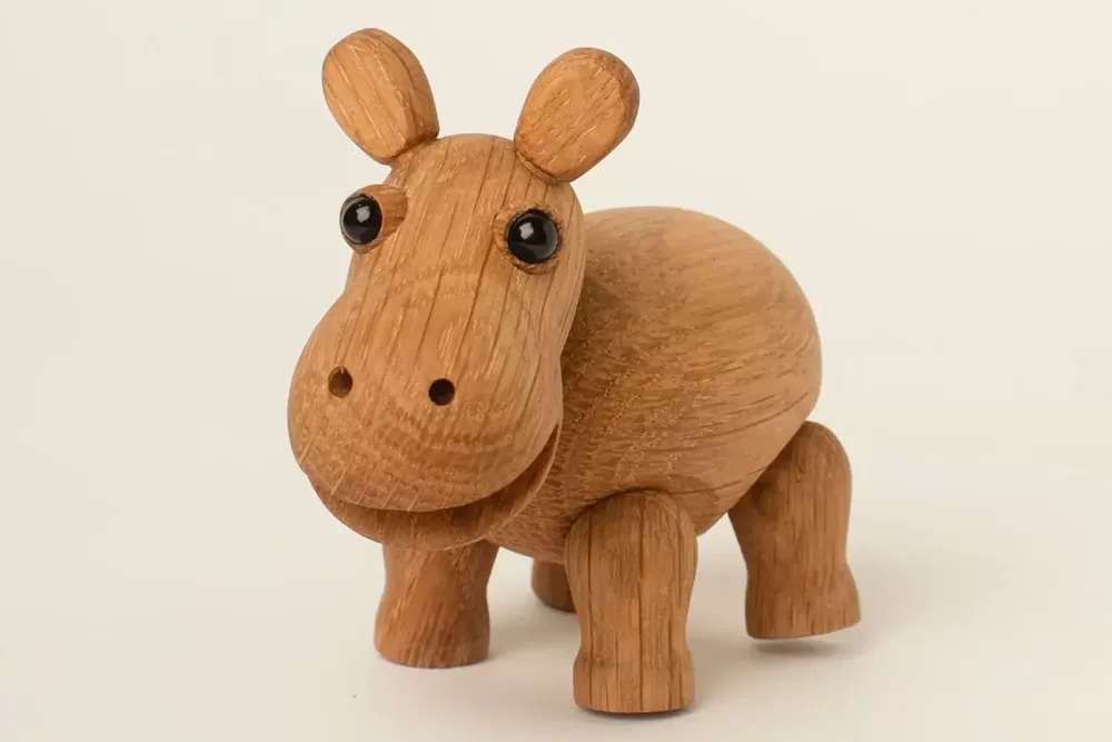 Spring Copenhagen Nilpferd Wilma - Handgefertigte Dekofigur aus Braun Eiche & Ahorn, niedlich und lebensecht, ideal für Tierliebhaber