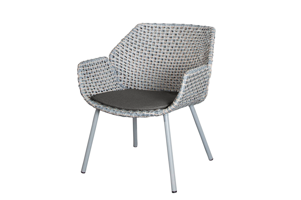 Cane-line Vibe Loungesessel - Wetterfest, modern, Hellgrau/Grau/Taupe, Kissen Schwarz, 70x66x78 cm, ideal für den Außenbereich