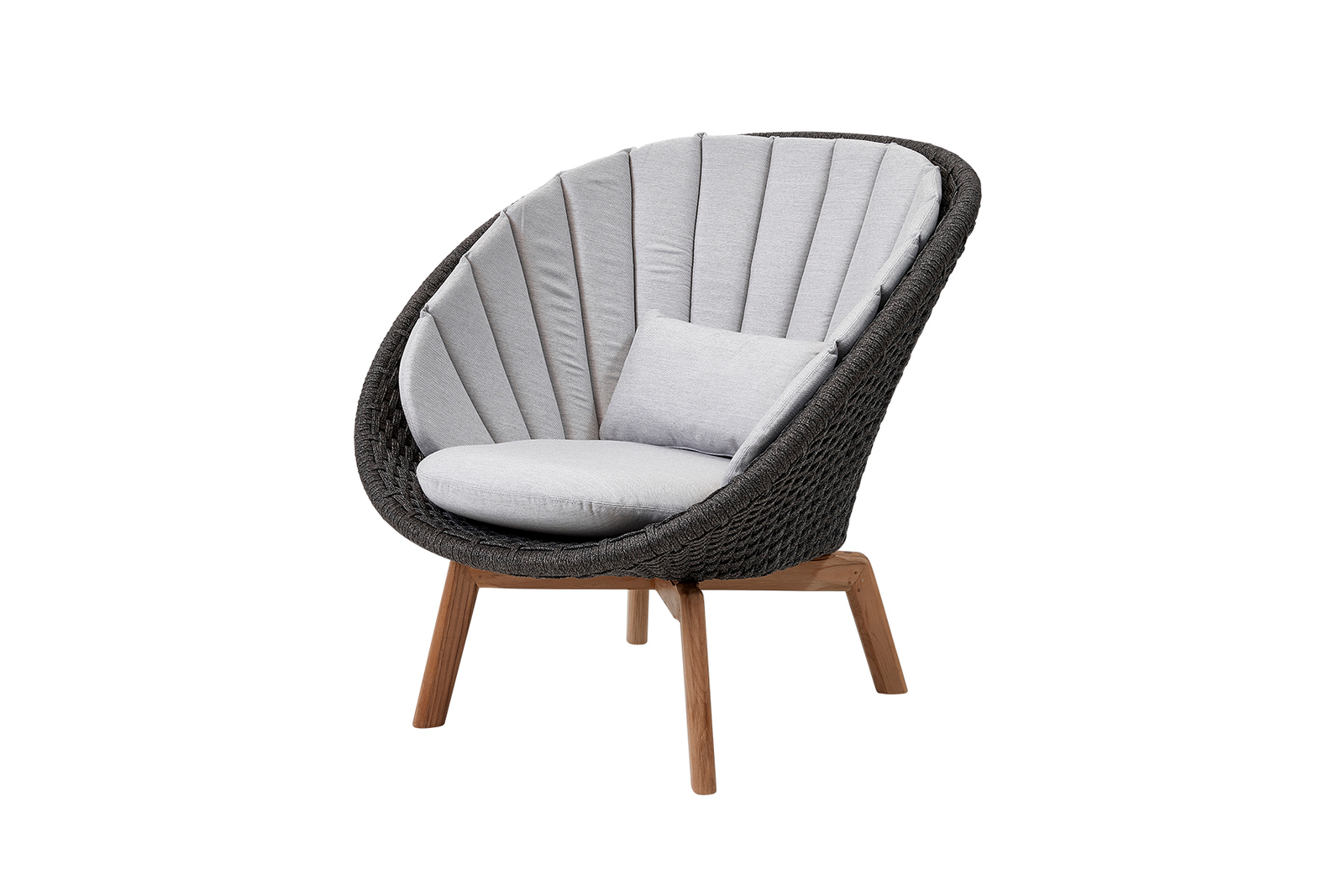 Cane-line Peacock Loungesessel - Soft Rope Dark Grey mit Light Grey Kissen, Teakholz Beine, wetterfest & pflegeleicht, 91x93x87 cm Cane-line Peacock Loungesessel - Soft Rope Dark Grey mit Light Grey Kissen, Teakholz Beine, wetterfest & pflegeleicht, 91x93x87 cm