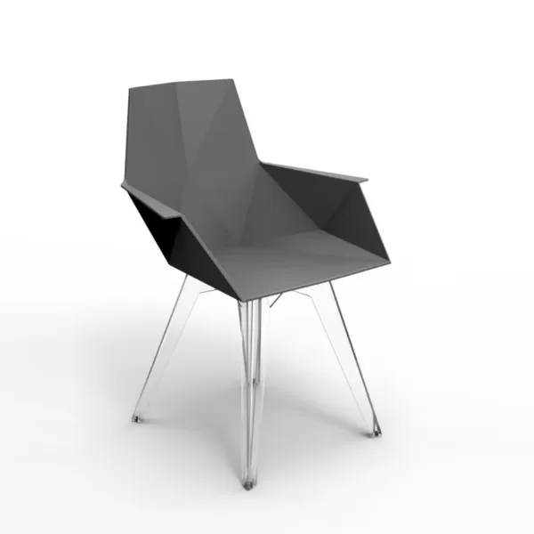 Vondom FAZ Stuhl Schwarz Matt mit Transparenten Beinen & Armlehnen – Modernes Design von Ramón Esteve für Garten & Terrasse Vondom FAZ Stuhl Schwarz Matt mit Transparenten Beinen & Armlehnen – Modernes Design von Ramón Esteve für Garten & Terrasse